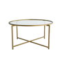 Hanah Home Gold Sun S404 Mesa de Centro con Cristal Templado Dorado